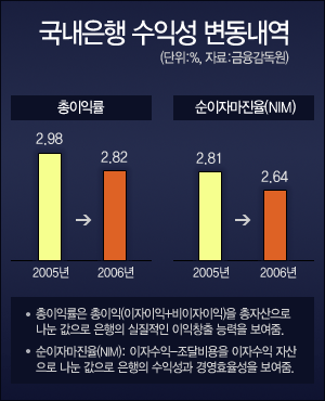 국내 은행들 수익성 현황. 